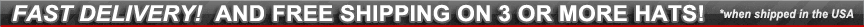 free shipping on 3 or more hats shipped in the USA