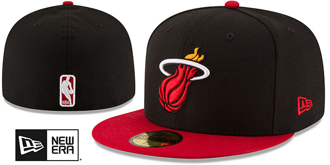Heat '2T TEAM-BASIC' Black-Red Fitted Hat by New Era : pictured without stickers that these products are shipped with