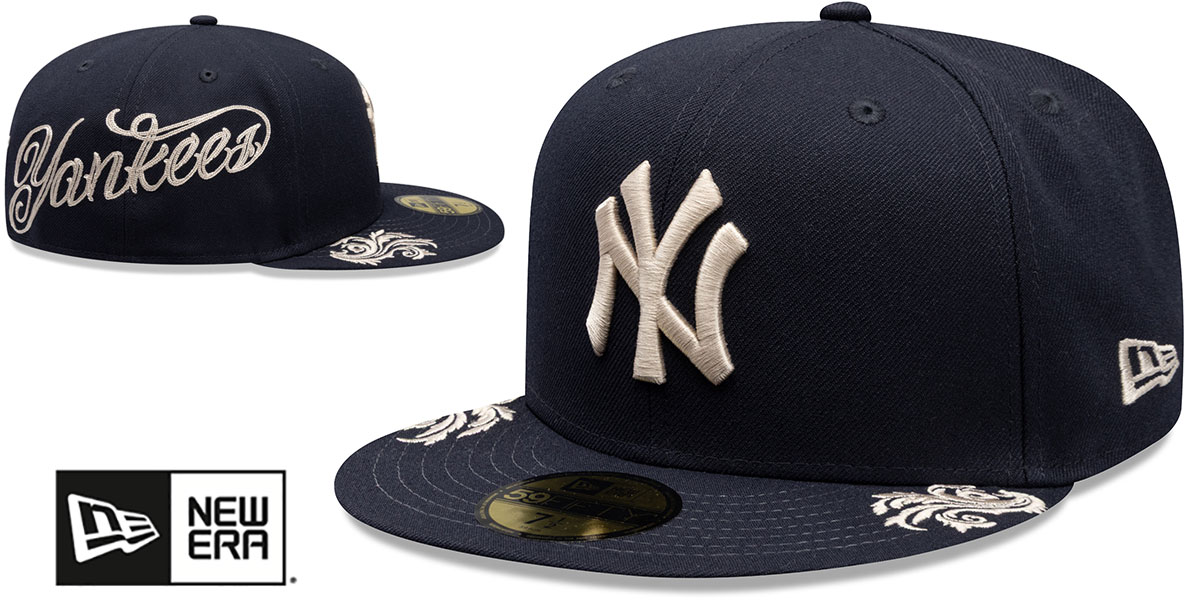 Side Script Hat New York Yankees SIDE SCRIPT WORDMARK Navy Fitted Hat