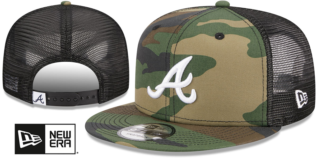 Atlanta Braves ARMY CAMO TRUCKER Woodland-Black Hat by New Era