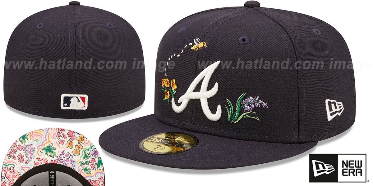 Atlanta Braves FLORAL WATERCOLORS Navy Fitted Hat by New Era