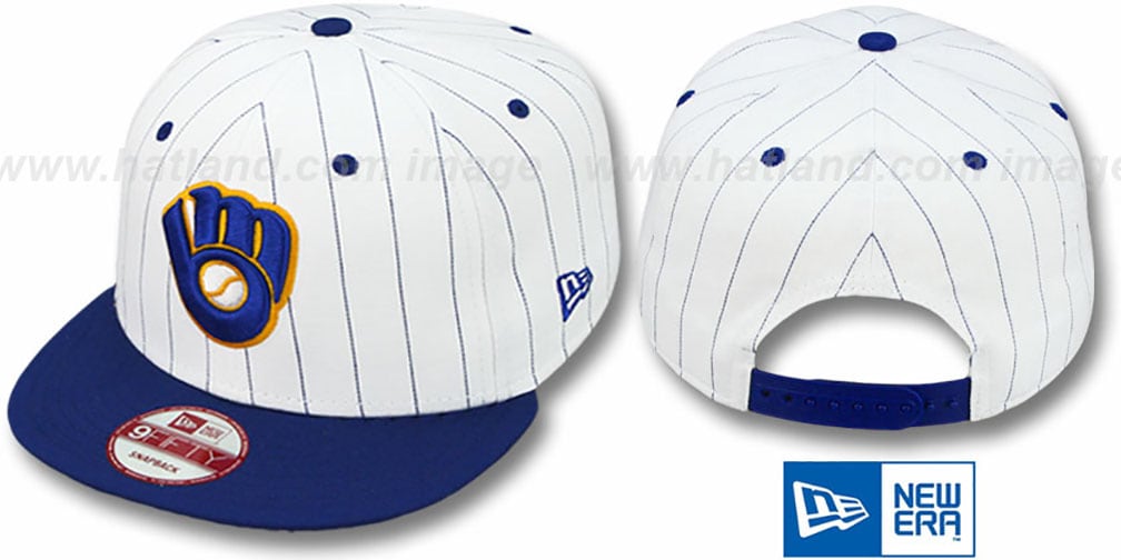 Brewers PINSTRIPE BITD SNAPBACK WhiteRoyal Hat by New Era