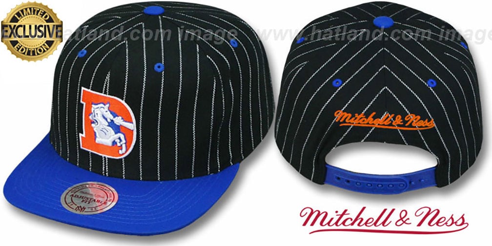 Denver Broncos PINSTRIPE 2T TEAMBASIC SNAPBACK BlackRoyal Hat b