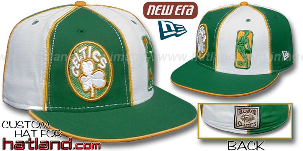 Boston Celtics Dw Old School Logoman Green White Fitted Hat 