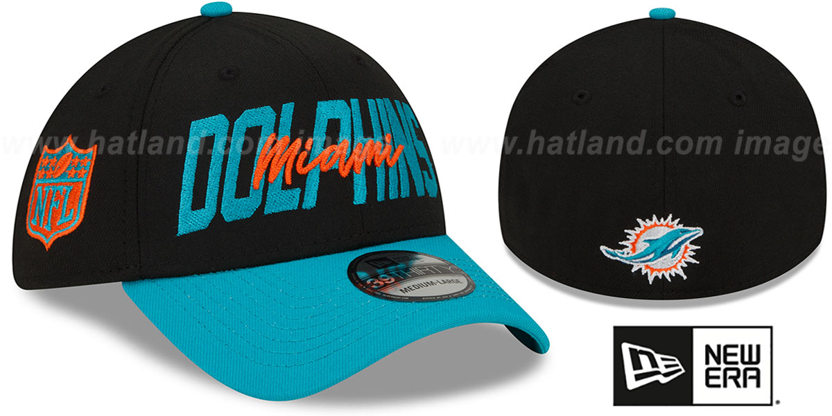Miami Dolphins 2022 NFL DRAFT FLEX BlackAqua Hat