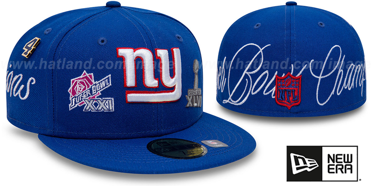 New York Giants HISTORIC CHAMPIONS Royal Fitted Hat