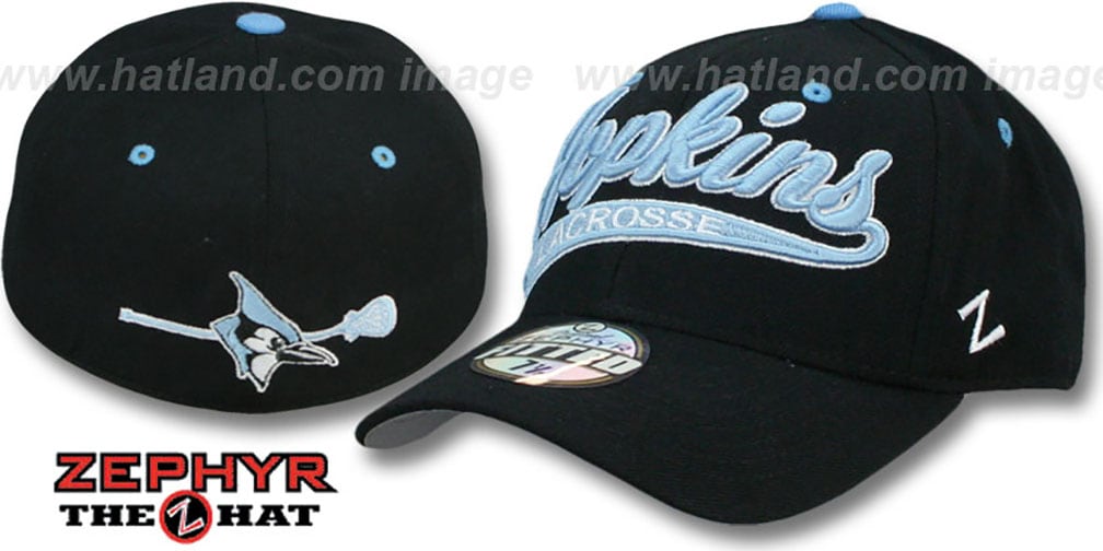 John's Hopkins SWOOP LACROSSE Black Fitted Hat by Zephyr