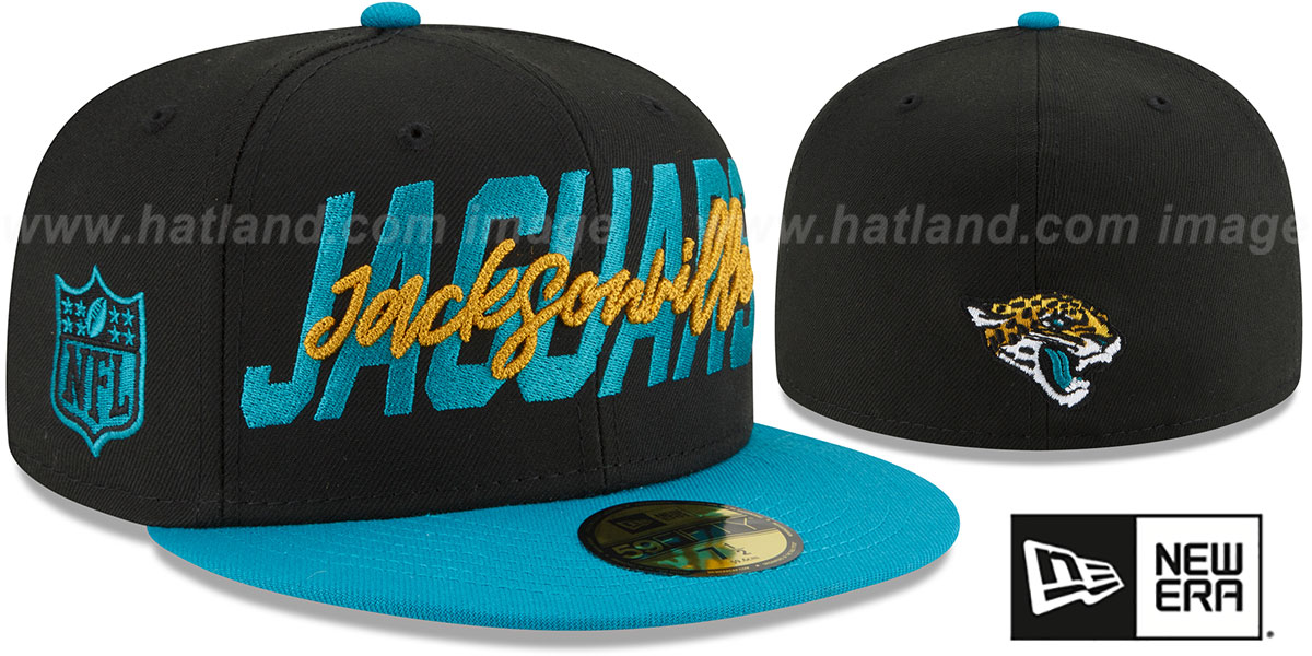 Jacksonville Jaguars 2022 NFL DRAFT BlackTeal Fitted Hat