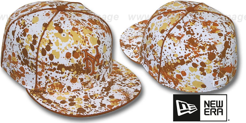 New York Mets SPLATTER WhiteOrange Fitted Hat by New Era