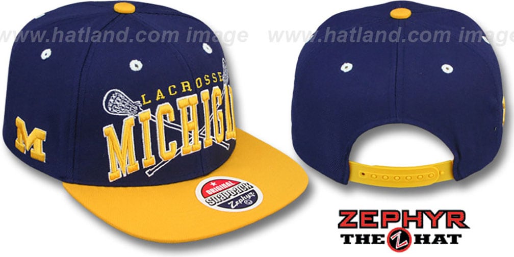 Michigan LACROSSE SUPERARCH SNAPBACK NavyGold Hat by Zephyr