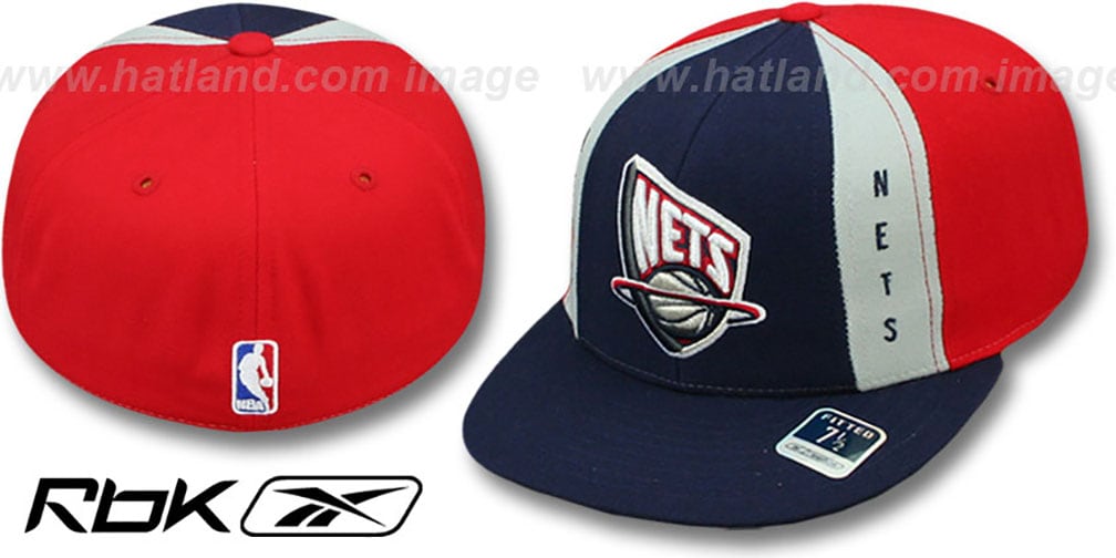 New Jersey Nets AJD THROWBACK PINWHEEL NavyRed Fitted Hat by Ree