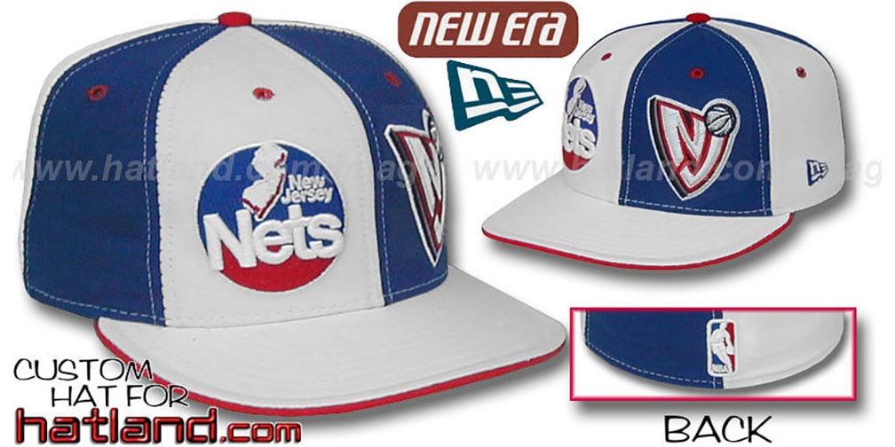 New Jersey Nets DW THEN and NOW WhiteRoyal Fitted Hat