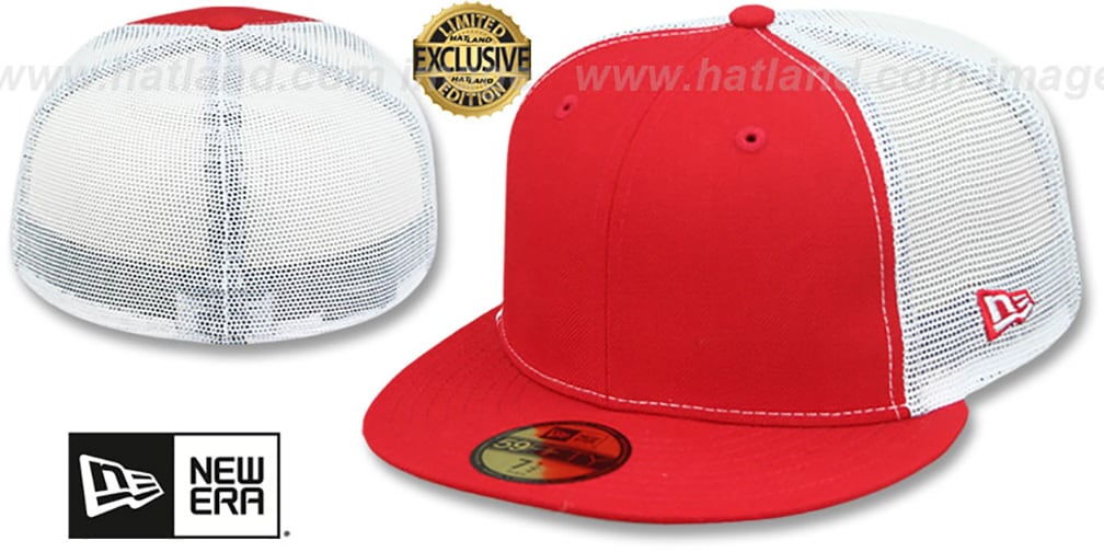 New Era MESHBACK 59FIFTYBLANK RedWhite Fitted Hat New Era MESHBACK 59FIFTYBLANK RedWhite Fitted Hat