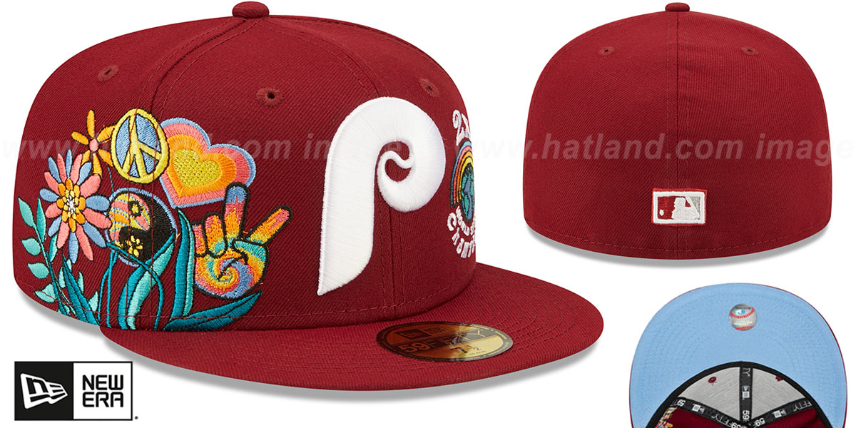 Philadelphia Phillies GROOVY Burgundy Fitted Hat by New Era