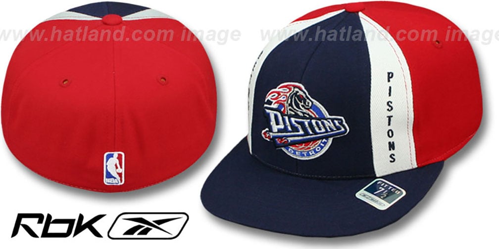 Detroit Pistons AJD THROWBACK PINWHEEL NavyRed Fitted Hat by Ree