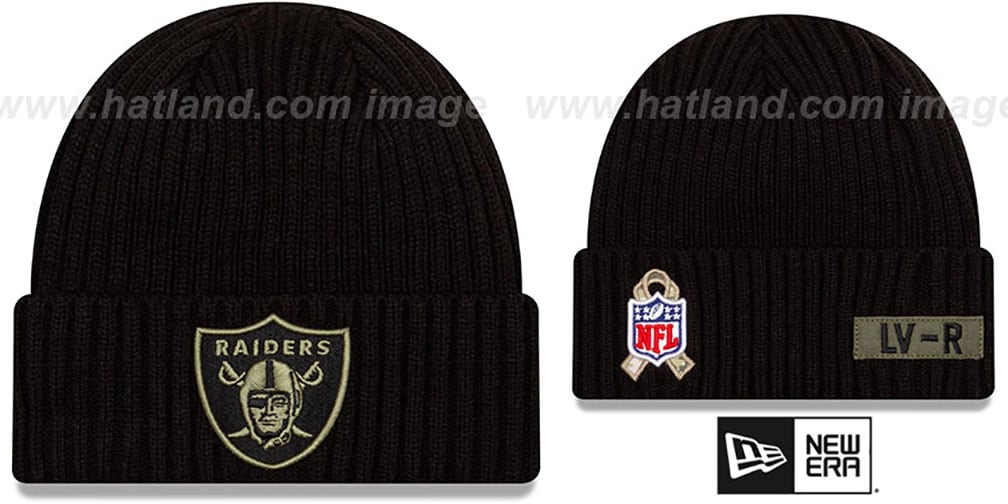 Las Vegas Raiders 2020 SALUTE-TO-SERVICE Black Knit Beanie Hat Las Vegas Raiders 2020 SALUTE-TO-SERVICE Black Knit Beanie Hat