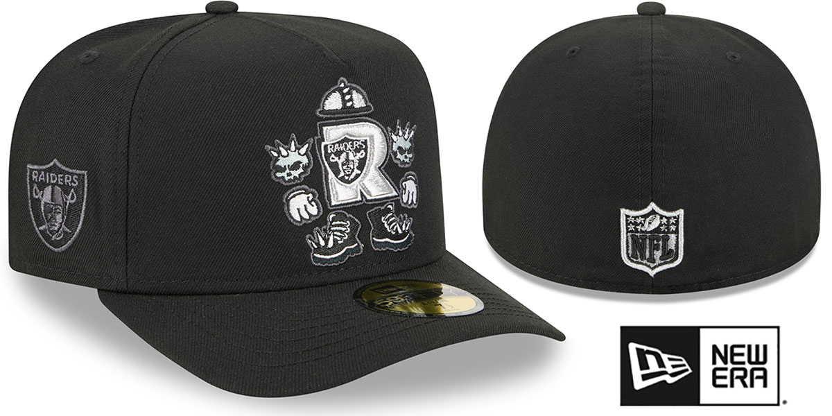 Las Vegas Raiders NFL CARTOON A-FRAME Black Fitted Hat