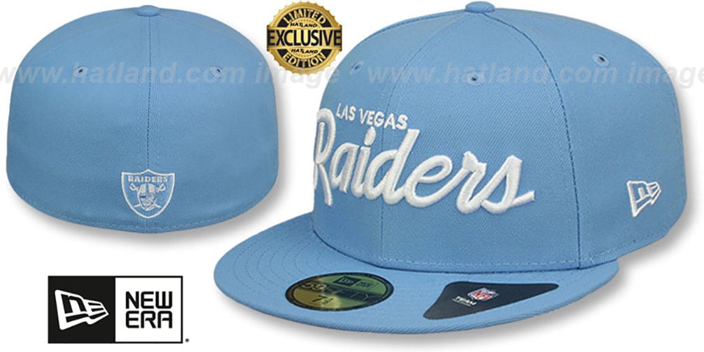 Las Vegas Raiders NFL TEAMSCRIPT Sky Fitted Hat by New Era