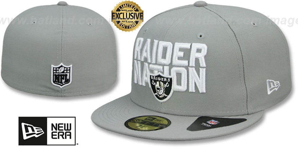 Las Vegas Raiders RAIDERNATION Light GreyWhite Fitted Hat