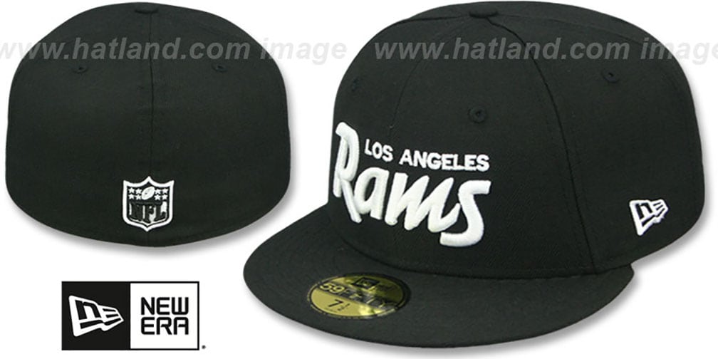 Los Angeles Rams SCRIPT TEAM-BASIC Black-White Fitted Hat