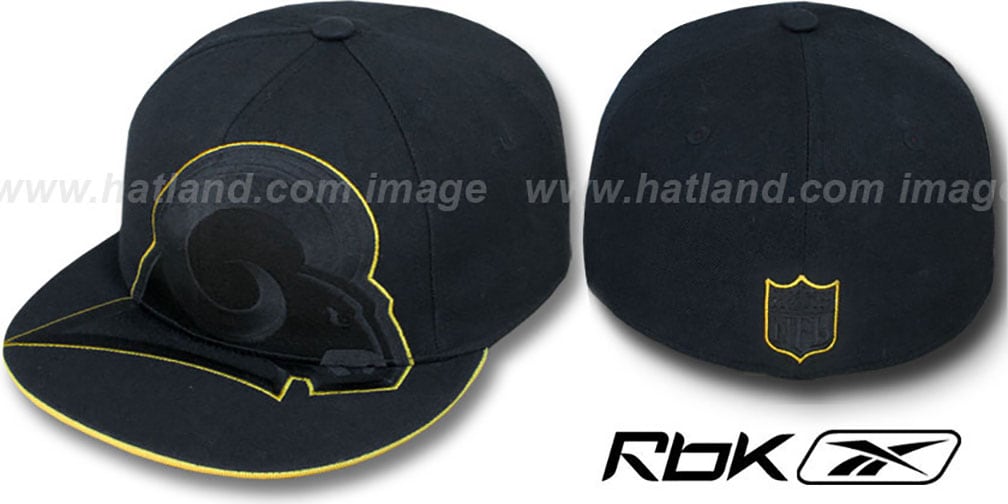 St Louis Rams SUPERSIZE TRACE Black Fitted Hat by Reebok