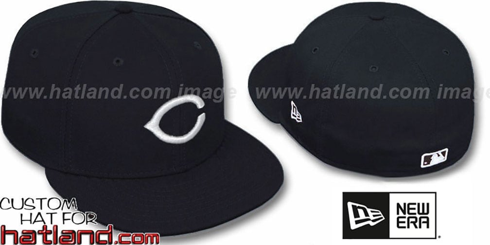 Cincinnati Reds TEAMBASIC BlackWhite Fitted Hat by New Era