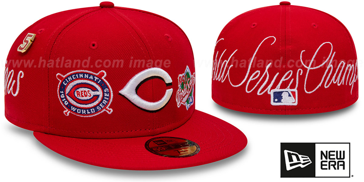 Cincinnati Reds HISTORIC CHAMPIONS Red Fitted Hat by New Era