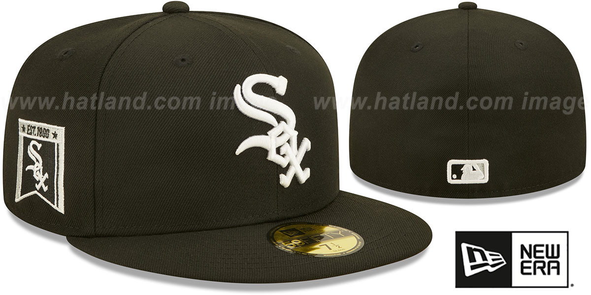 Chicago White Sox BANNER SIDEPATCH Black Fitted Hat