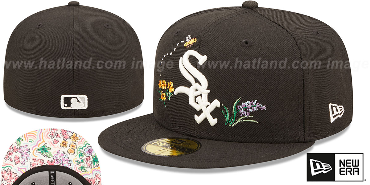 Chicago White Sox FLORAL WATERCOLORS Black Fitted Hat
