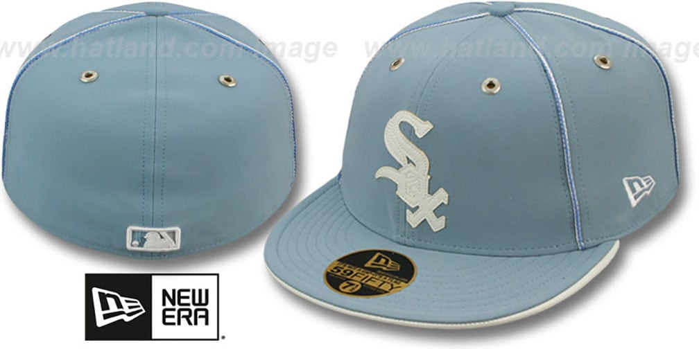 white and light blue fitted hat white and light blue fitted hat