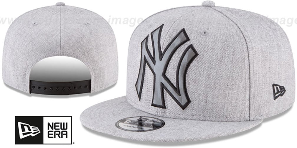 Yankees SILKEDXL SNAPBACK Heather Light Grey Hat by New Era