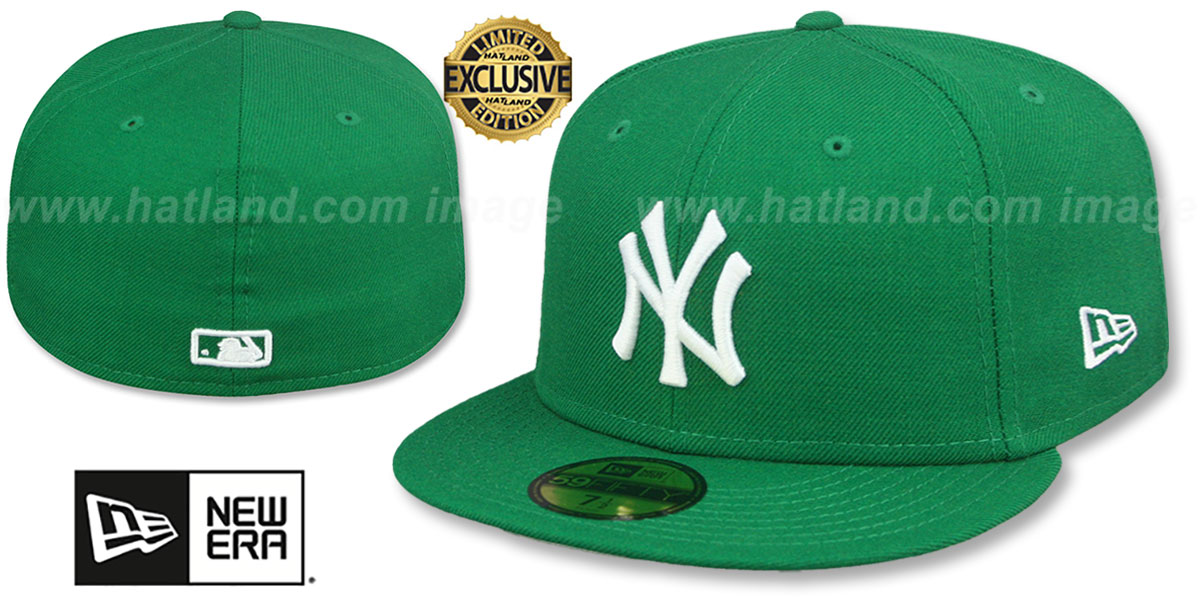 New York Yankees TEAMBASIC Kelly GreenWhite Fitted Hat