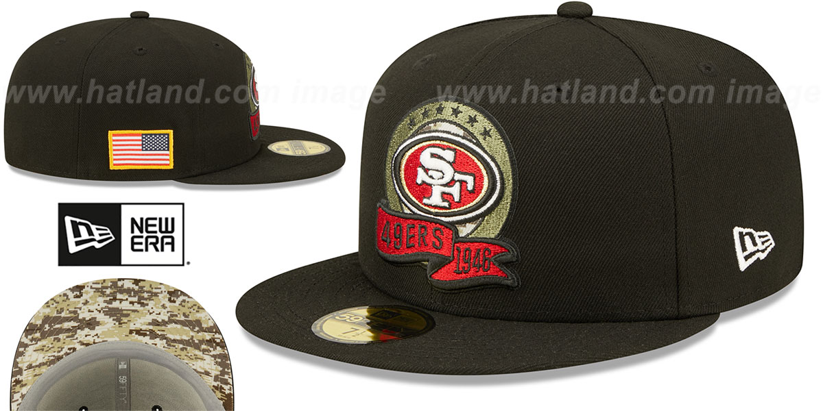 San Francisco 49ers 2022 SALUTETOSERVICE Black Fitted Hat