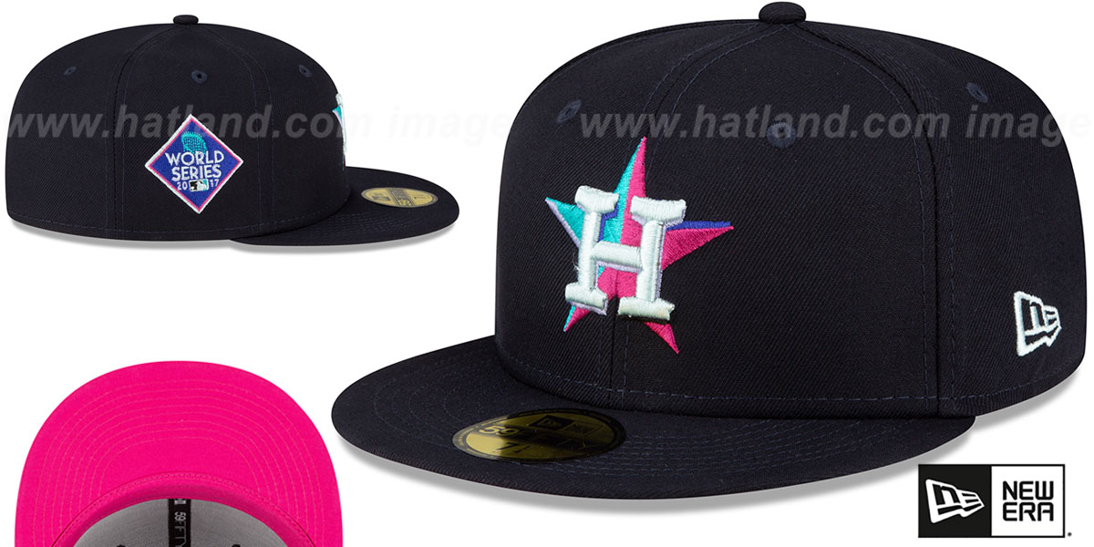 Houston Astros 2017 WS POLAR LIGHTS NavyPink Fitted Hat