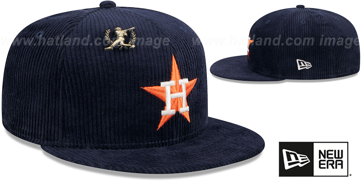Houston Astros LETTERMAN PIN CORDUROY Navy Fitted Hat