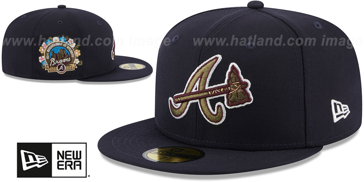 Atlanta Braves BOTANICAL SIDE-PATCH Navy Fitted Hat