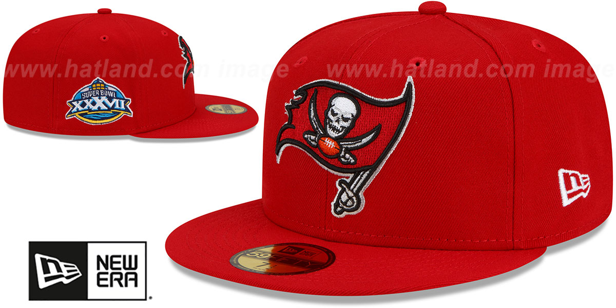 Tampa bay buccaneers super bowl xxxvii side patch red fitted hat