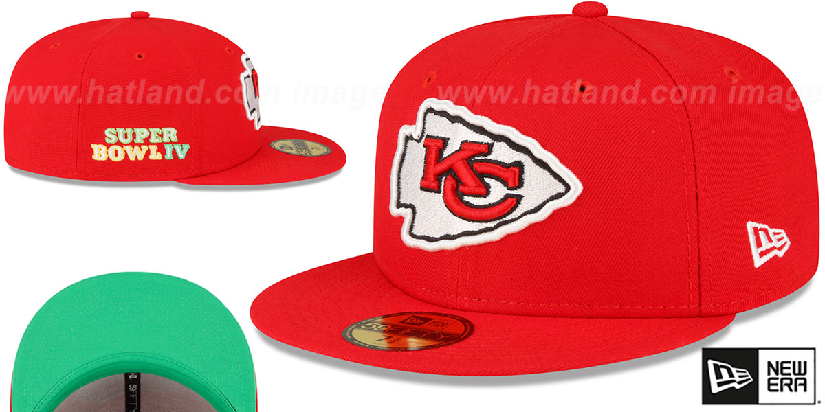 Kansas city chiefs super bowl iv citrus pop red green fitted hat