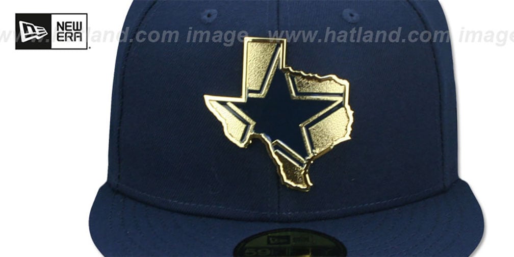 Dallas Cowboys GOLD STATED METALBADGE Navy Fitted Hat