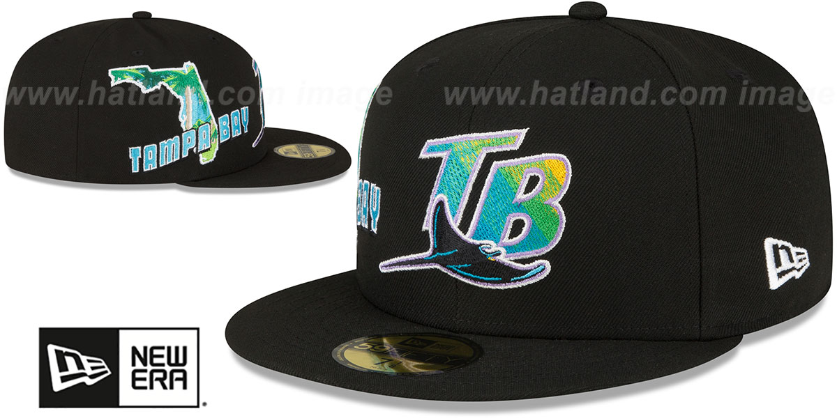 Tampa Bay Devil Rays STATEVIEW Black Fitted Hat by New Era