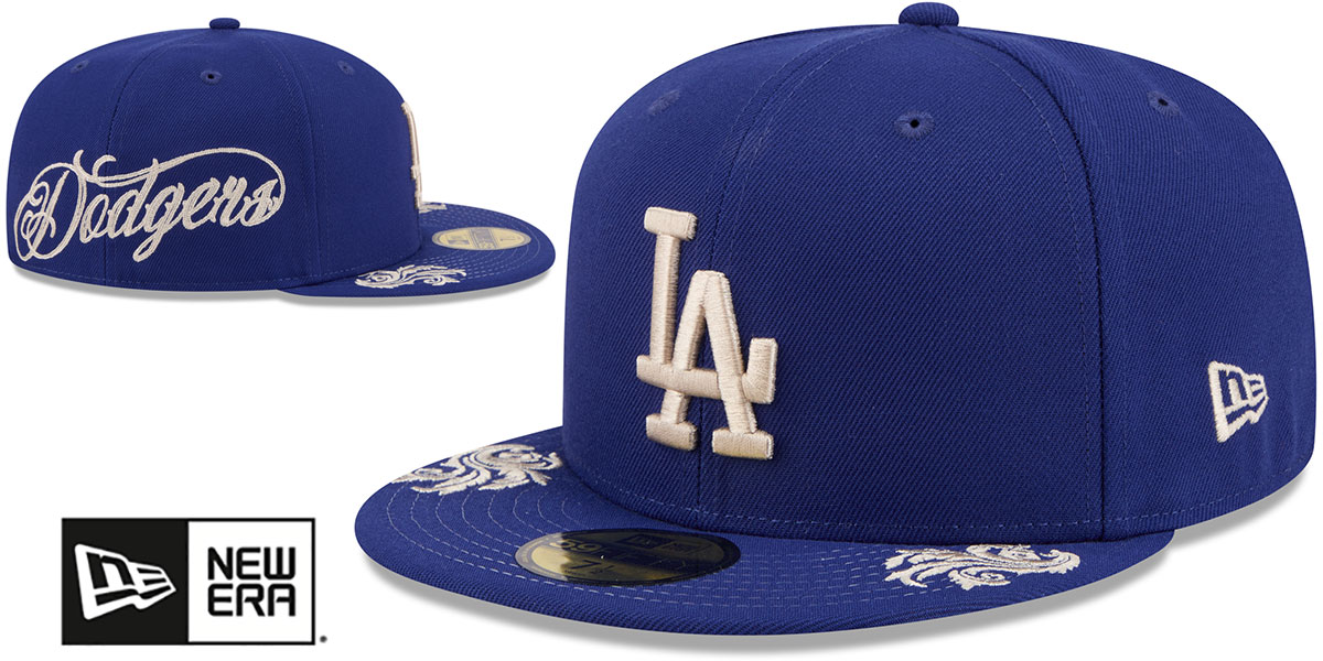 Side Script Hat Detroit Dodgers SIDE SCRIPT WORDMARK Royal Fitted Hat