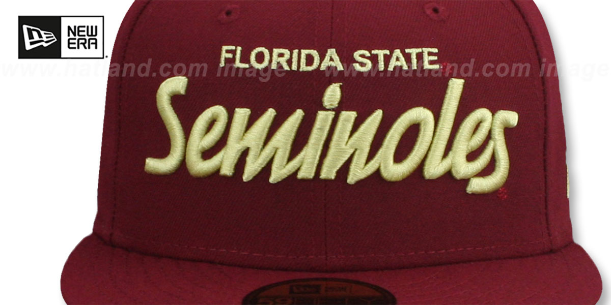 State Script Hats Florida State NCAA TEAM-SCRIPT Burgundy Fitted Hat