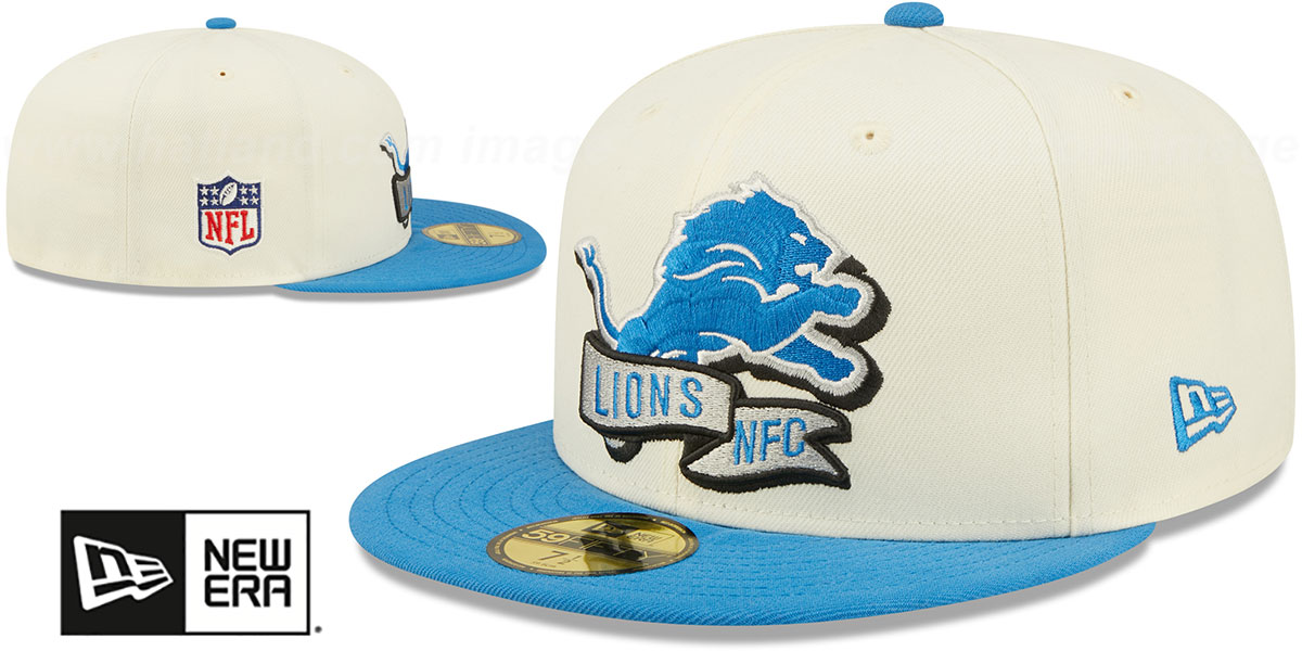Detroit Lions 2022 NFL SIDELINE CreamBlue Fitted Hat