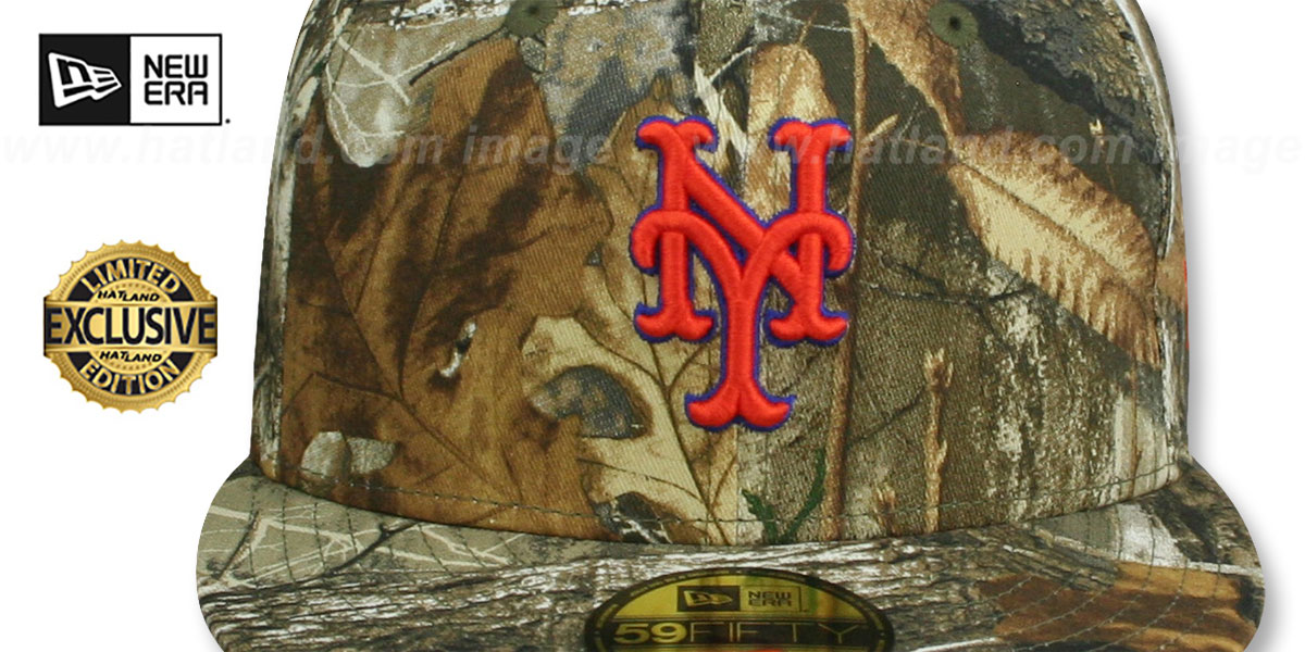 New York Mets MLB TEAMBASIC Realtree Camo Fitted Hat