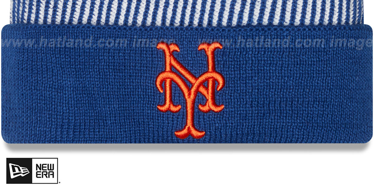 New York Mets STRIPED Knit Beanie Hat by New Era