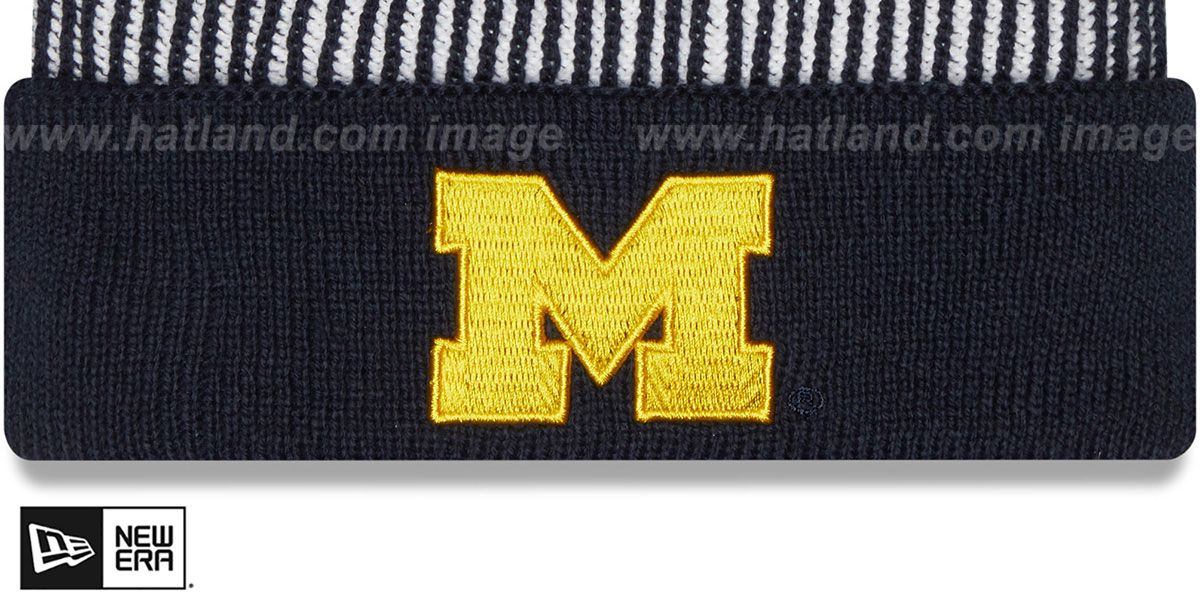 Michigan STRIPED Knit Beanie Hat by New Era