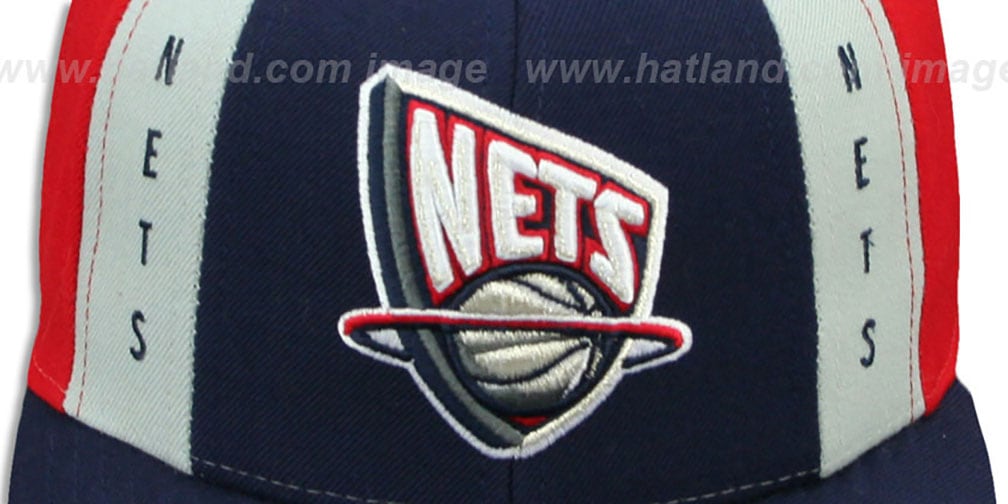 New Jersey Nets AJD THROWBACK PINWHEEL NavyRed Fitted Hat by Ree