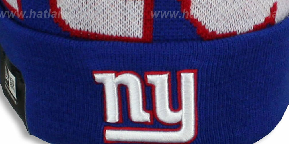New York NY Giants NFLBIGGIE Royal Knit Beanie Hat