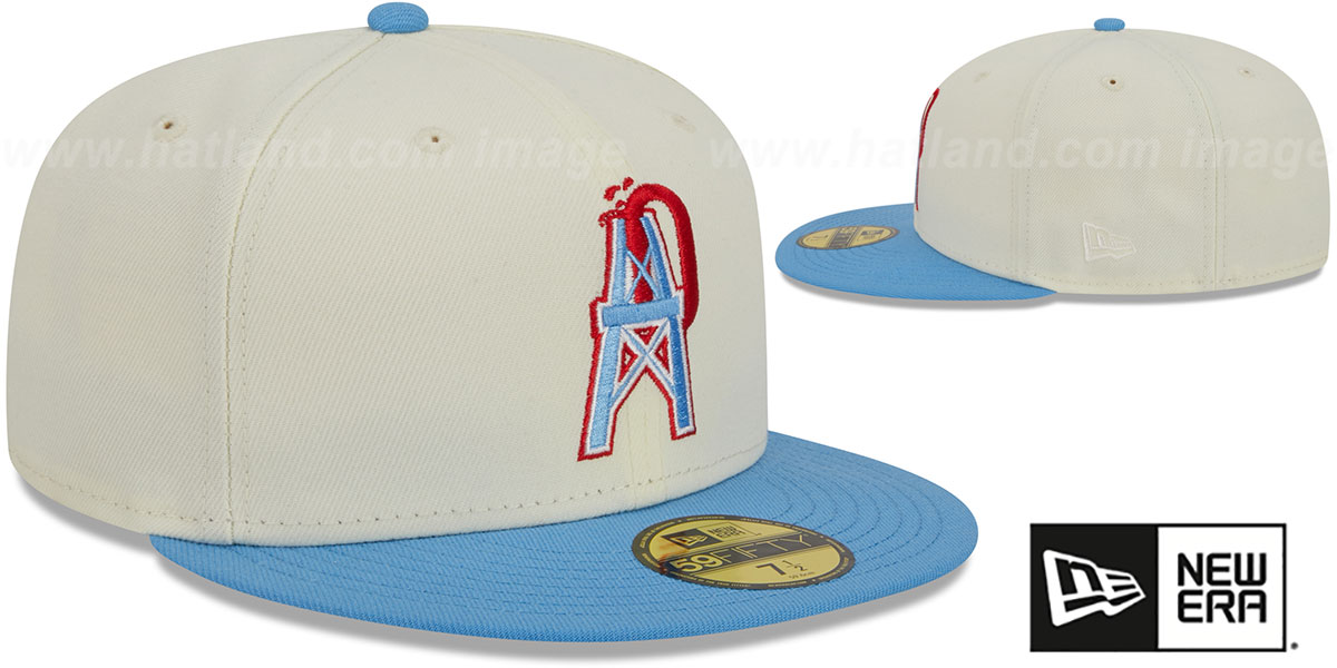 Houston Oilers NFL LIGATURE WhiteSky Fitted Hat by New Era