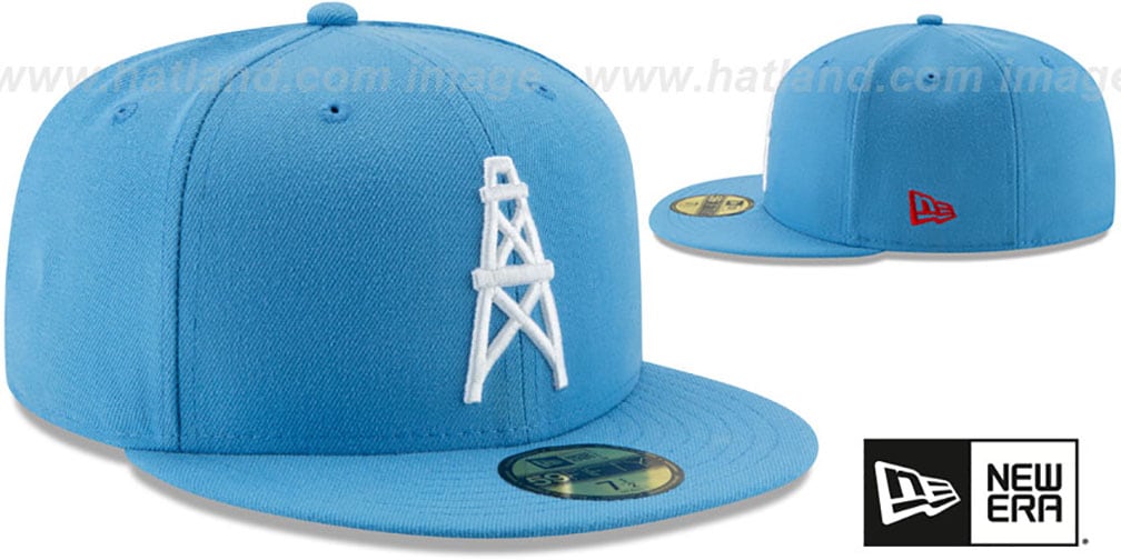Houston Oilers NFL THROWBACK TEAMBASIC Sky Fitted Hat